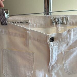 Lucky Brand Charlotte Kick Flare White Jeans 6/28